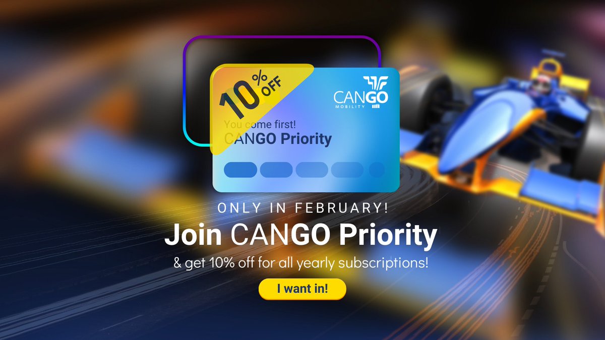 CANGOmobility's tweet image. The wait is over! 💣

We're thrilled to announce that we're launching CANGO Priority.🤝

🚀Choose what works best for you by subscribing monthly or yearly. 

Discover more here: 👉 cangomobility.com/cango-priority/

#CangoPriority #membershipprogram #telematics #CangoMobility