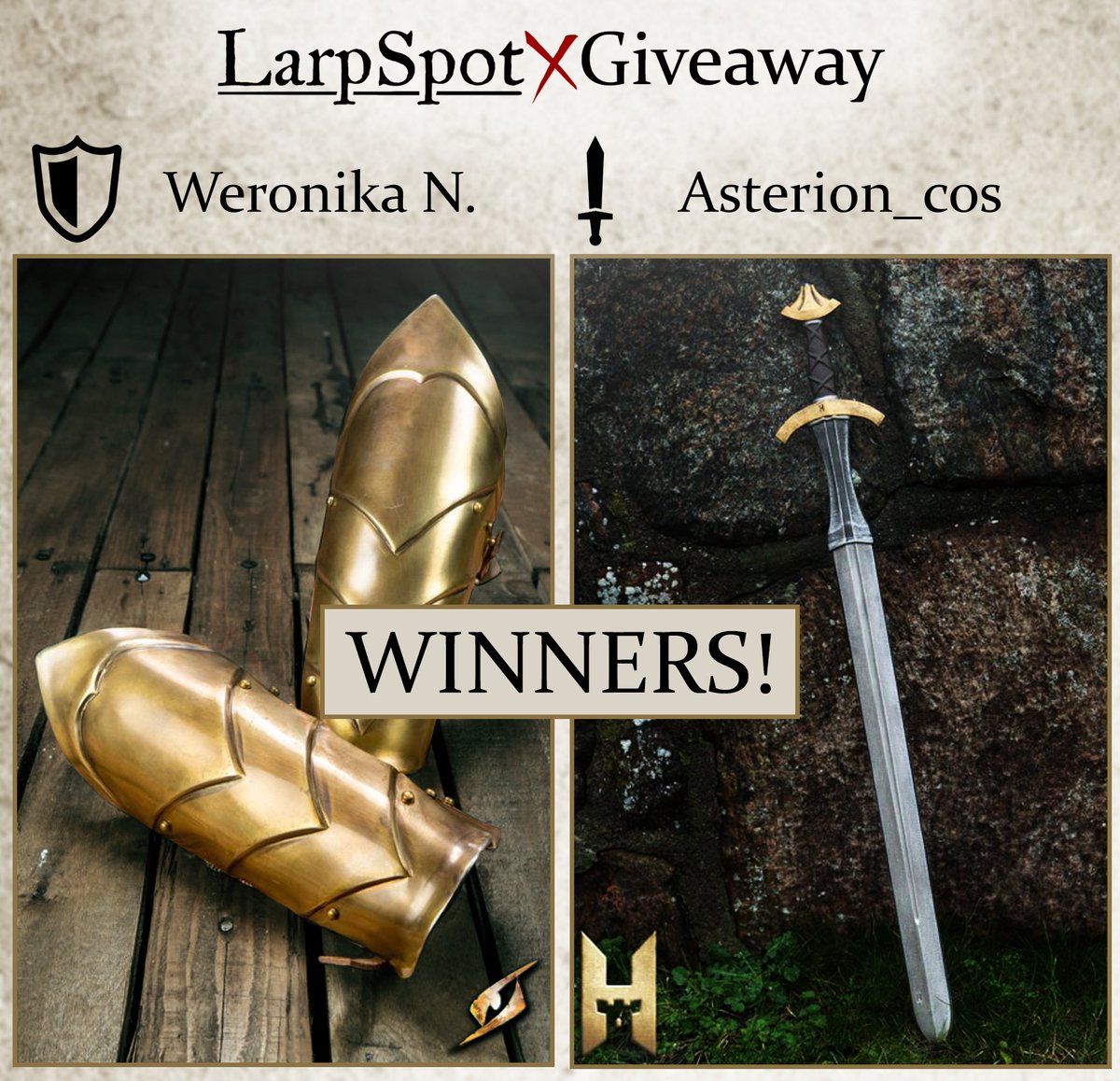 IssabelCosplay's tweet image. Giveaway by @larpspot  has ended and 2 participants will recieve their precious golden bracers and sword very soon! 
Follow @larpspot  for more oportunities to win or catch a good discount on top quality LARP gear in near future! 
#LARP #LARPgear #LARPspot #adventureinstore