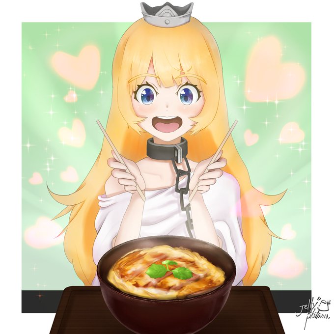 バレンタインっぽいイラストが見つからなかったので、「姫様拷問の時間です」の姫ちゃんとカツ丼を貼っておきますね! 