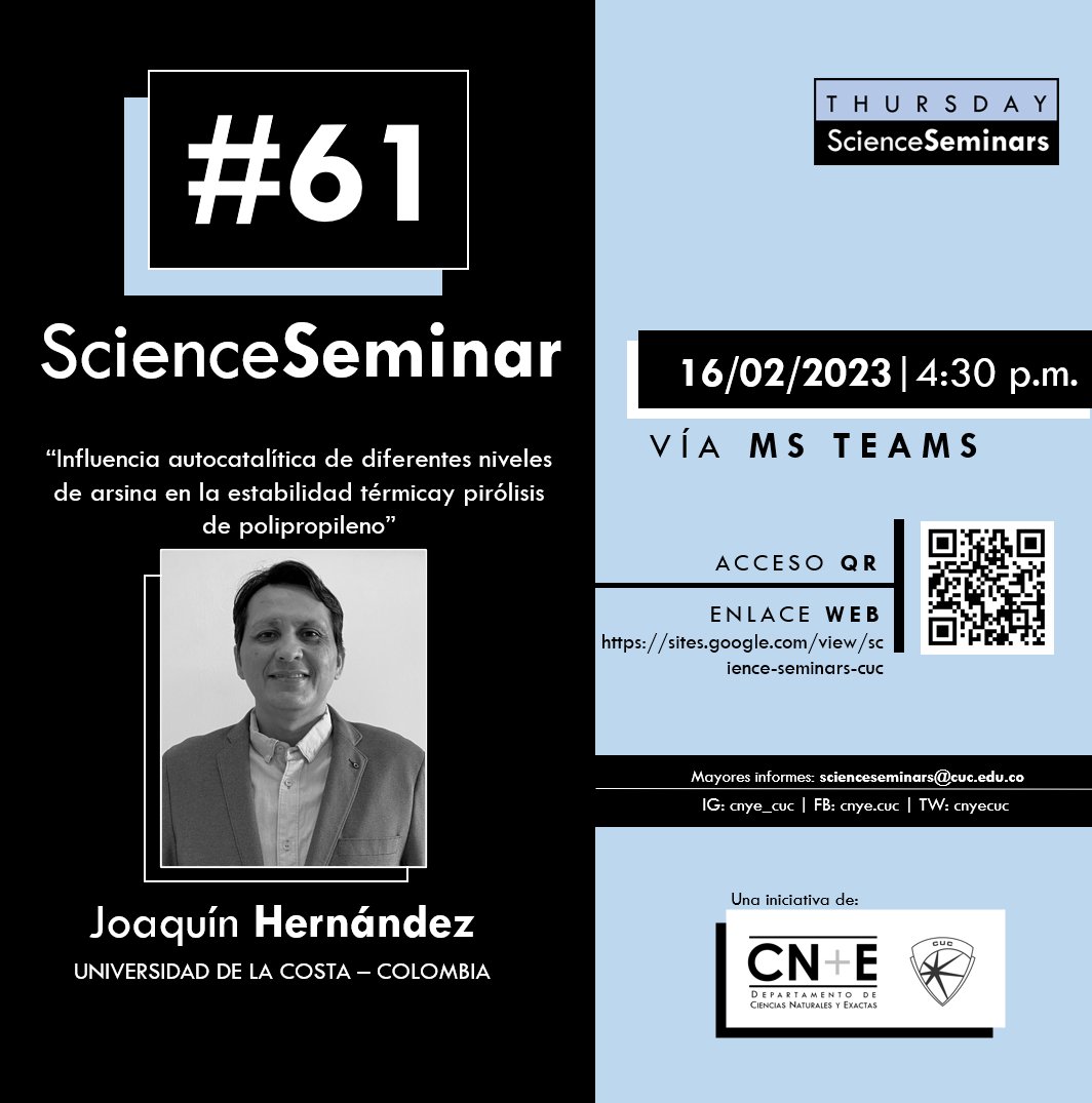 cnyecuc's tweet photo. 👨🔬⚛️⚗️🇨🇴 Nuestro #ThursdayScienceSeminar número 61 será con Joaquín Hernández, quien es profesor de la Universidad de la Costa (Colombia) 👨🔬⚛️⚗️🇨🇴
Visita el enlace en nuestra bio para registrarte al evento.
¡Te esperamos! https://t.co/s8adHbi8nG