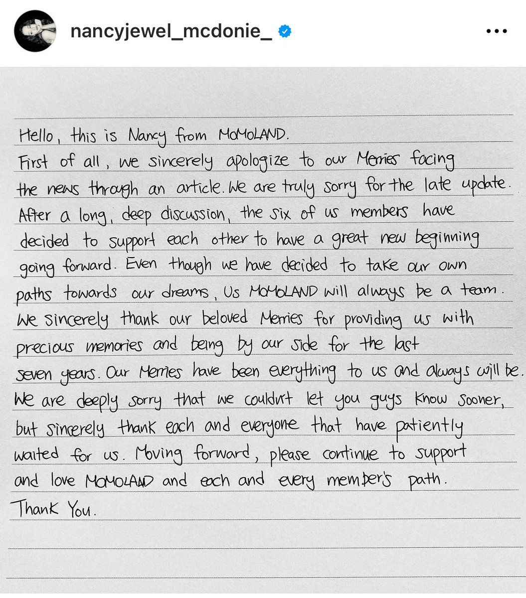 usamijanes's tweet photo. so momoland have officially disbanded and all members decided on following their own path…
here are their individual letters to merries :( 

#ThankYouMomoland https://t.co/fZRXePcjHT
