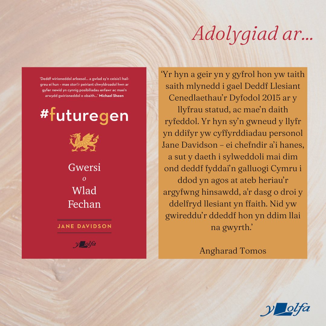 YLolfa's tweet image. Adolygiad gan Angharad Tomos ar '#futuregen: Gwersi o Wlad Fechan' gan Jane Davidson. 

Wedi ei diweddaru o'r fersiwn wreiddiol, mae'r gyfrol hon yn dangos yr hyn y mae modd i wlad fechan gyflawni a sut y mae modd arloesi mewn byd mewn argyfwng.

#yagym