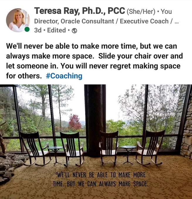 Image from Teresa Ray, Ph.D., PCC (@NWACoach)