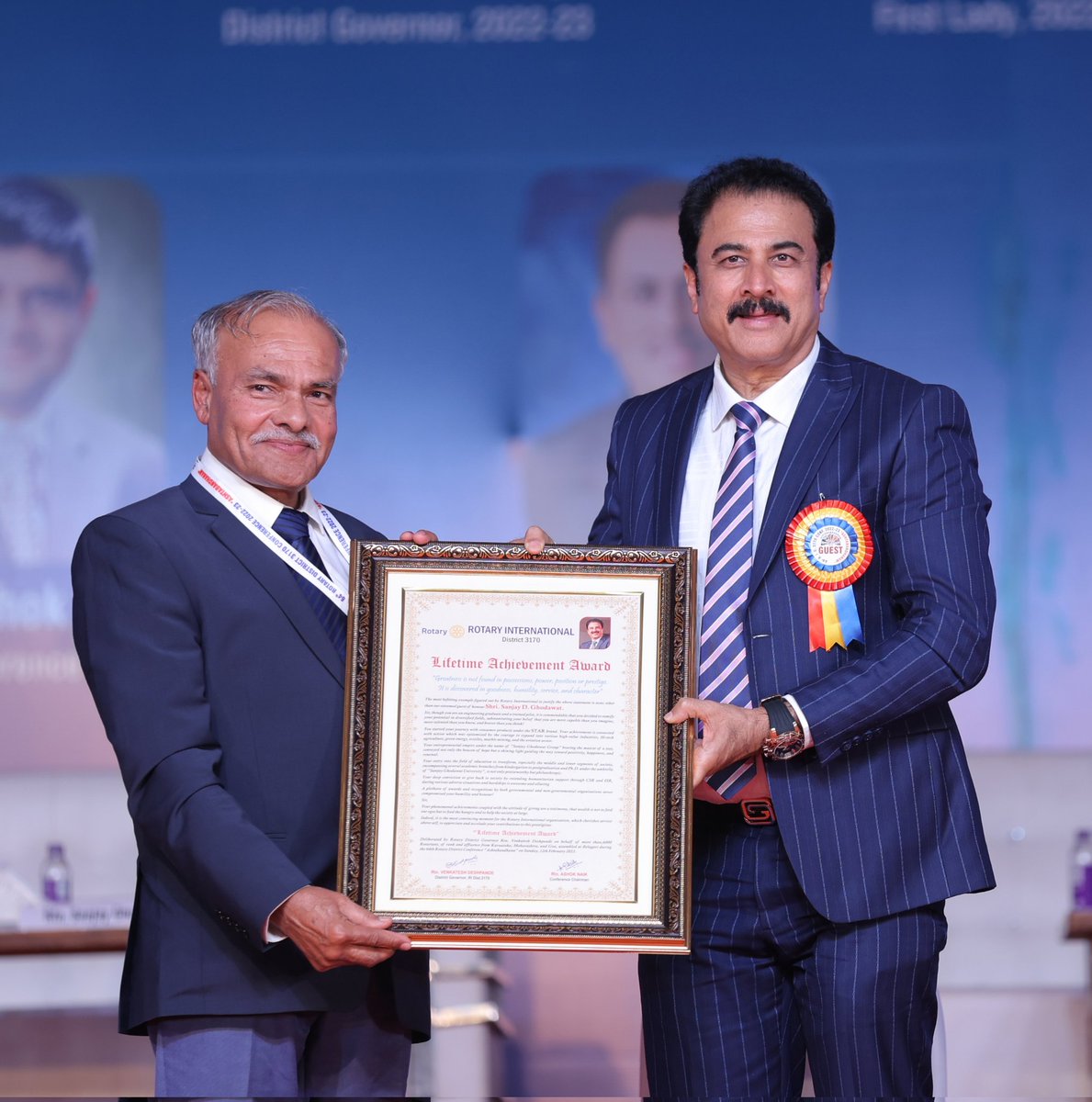 Another wonderful occasion for SGG: We are pleased to announce that Chairman and Founder Sanjay Ghodawat sir has received the Lifetime Achievement Award from Rotary International District at the Ashtabandhana event held in Belgavi recently.

We congratulate him heartily. #onesgg