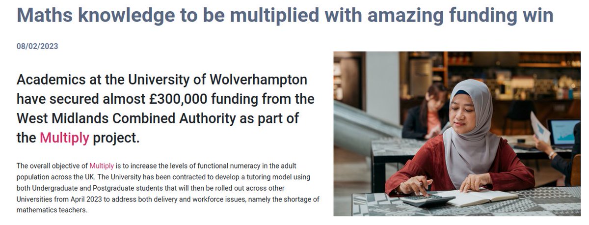 We are delighted to be completing this work @wlv_uni for @WestMids_CA Improving #adult #numeracy is core to the mission of @wlv_uni and the work we do with our #community Great team across the 'university working on this #maths wlv.ac.uk/news-and-event…