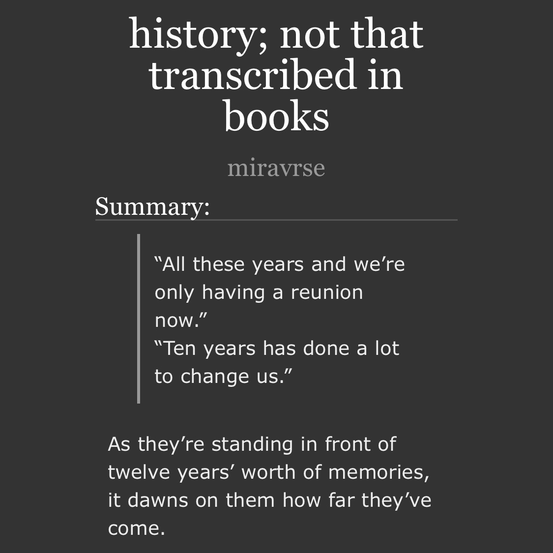 miravrse's tweet photo. history; not that transcribed in books
#原神 #twinsweek #ayalumi @twinsweek
day five — school au
t, 8.1k words

as they’re standing in front of twelve years’ worth of memories, it dawns on them how far they’ve come.

🔗 https://t.co/lsydHbLcVZ https://t.co/cR9mbsQ5c8
