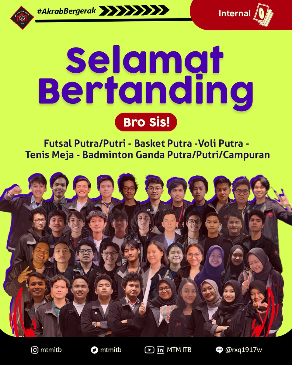 mtmitb's tweet photo. [SEMANGAT DAN TERIMA KASIH]

Selamat Bertanding Bro Sis ku!!
Terima kasih telah mengeluarkan tenagamu 
Terus berjuang dan tetap semangat Apapun hasilnya itu yang terbaik
Salam Metal

#AkrabBergerak
#OlimKM
#MTMITB https://t.co/T62BXYASkx