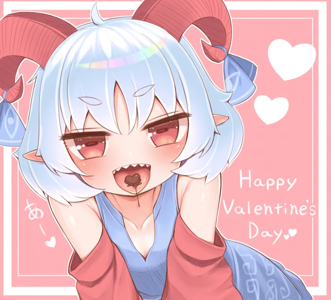 バレンタインなので口移しチョコレートなゆうまちゃんをどうぞ。……突貫工事で描いたので粗があるかもですがご容赦ください! 
