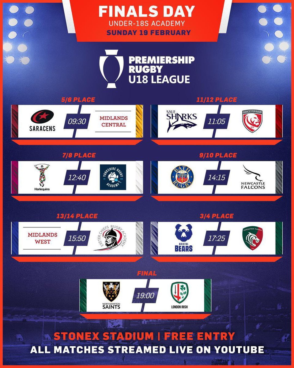 YorksRugbyAcad's tweet image. And, just like that, we enter finals week! What a journey for our young men.

One more game against slightly less familiar opposition in @QuinsAcademy 

kickoff 12:40 and all the action will be live streamed courtesy of @premrugby 

#weleavebetter #thefutureisyorkshire
