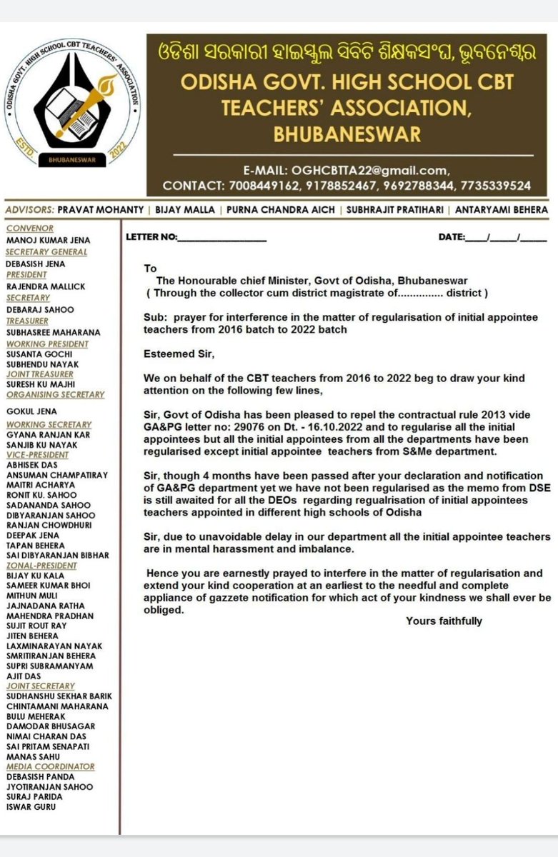 AkashKumarSahu0's tweet photo. It has been 4 months since the historic decision of @Naveen_Odisha.Other departments got regular order.But we 2016-22 batch are remain deprived.
Requesting @CMO_Odisha @Naveen_Odisha @SecyChief @gapg_dept @SMEOdisha to ensure further regulation process for High School teachers. https://t.co/N1pbTPANJ4
