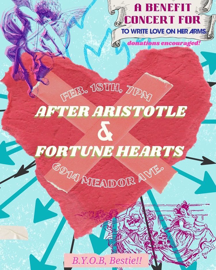 FortuneHearts's tweet photo. Next show!  We’re stoked to be playing a benefit for @TWLOHA with our pals in @After_Aristotle and @by3boys 

We’ve all had bad days in our past and it’s always good to reach out to your friends and let them know that they matter ♠️❤️ https://t.co/bbM8bUi4Kr