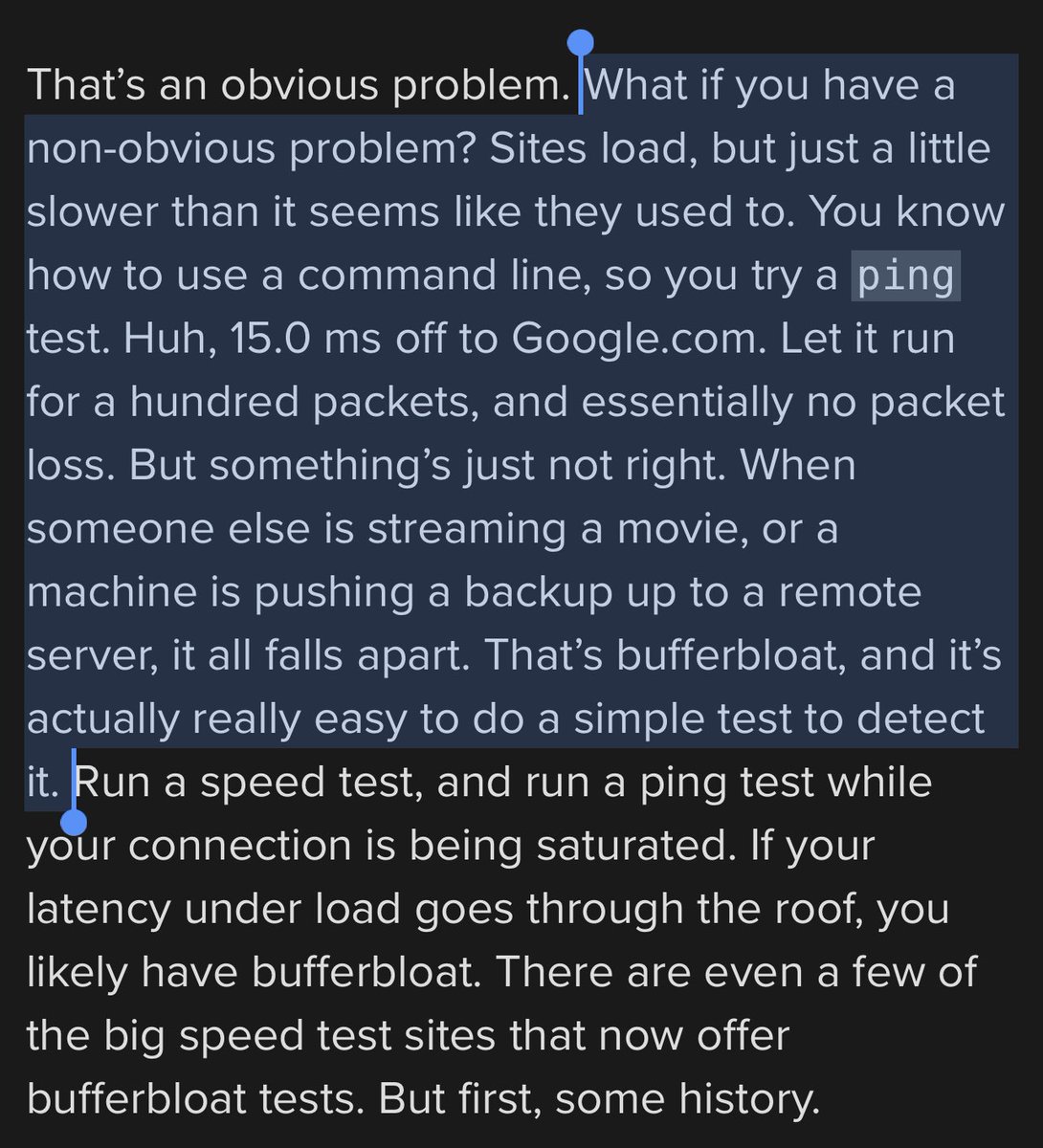 Great #bufferbloat explanation for the masses. Many programmers and engineers, like @vgcerf, @mtaht, @JimGettys, and many more have cracked this nut for our collective benefit: hackaday.com/2022/08/18/buf… h/t @jp_bennett via @hackaday #latency #jitter #WiFi #Linux #OpenWrt