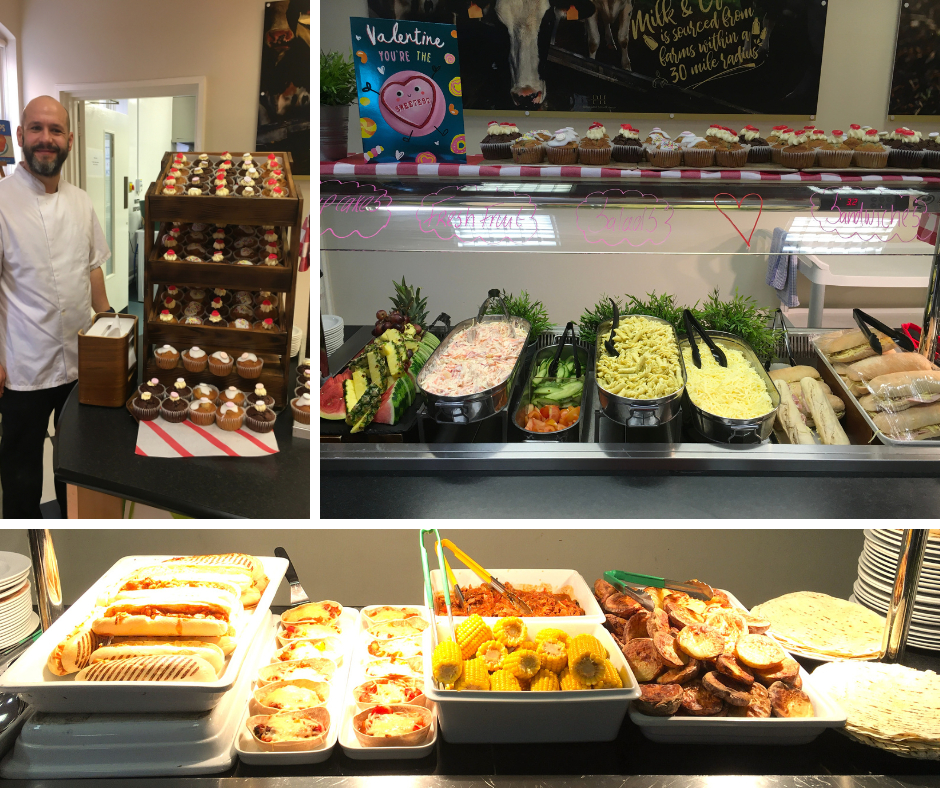 Darren's been working hard in the kitchen to serve up these delicious cakes for #ValentinesDay Plenty of choice as always for the girls this lunchtime with Chef Manager Jon &amp; Darren always happy to provide something else if the girls ask. #Food #schooldinners #Choice #Queens