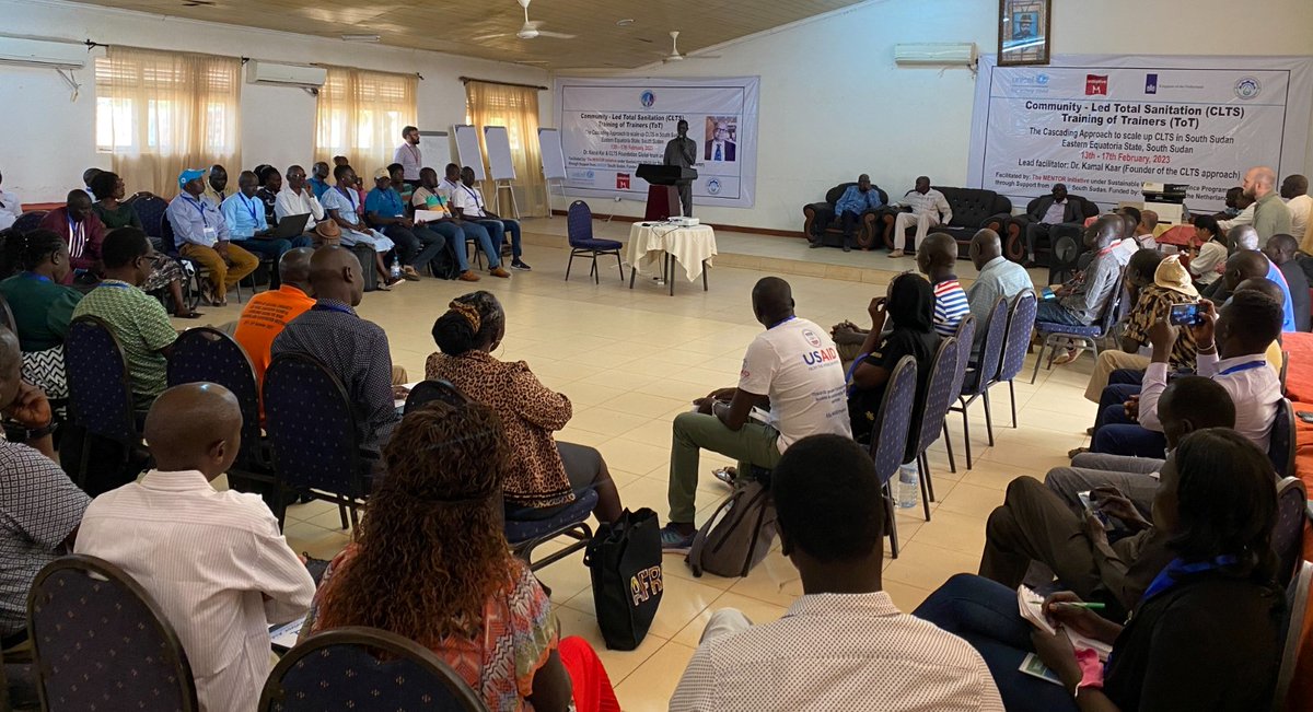 unicefssudan's tweet photo. Empowering communities to achieve adequate sanitation &amp; hygiene.

In partnership with the 🇸🇸Ministry of Water Resources &amp; Irrigation, @MENTOR_Hq &amp; with support from @DutchMFA, UNICEF is conducting a 5 days training of trainers on Community-Led Total Sanitation #CLTS in #Torit https://t.co/tDFo8plPlm