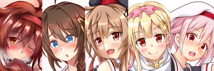 やっとヘッダーの白露型5人を描きなおせた よかったよかった 