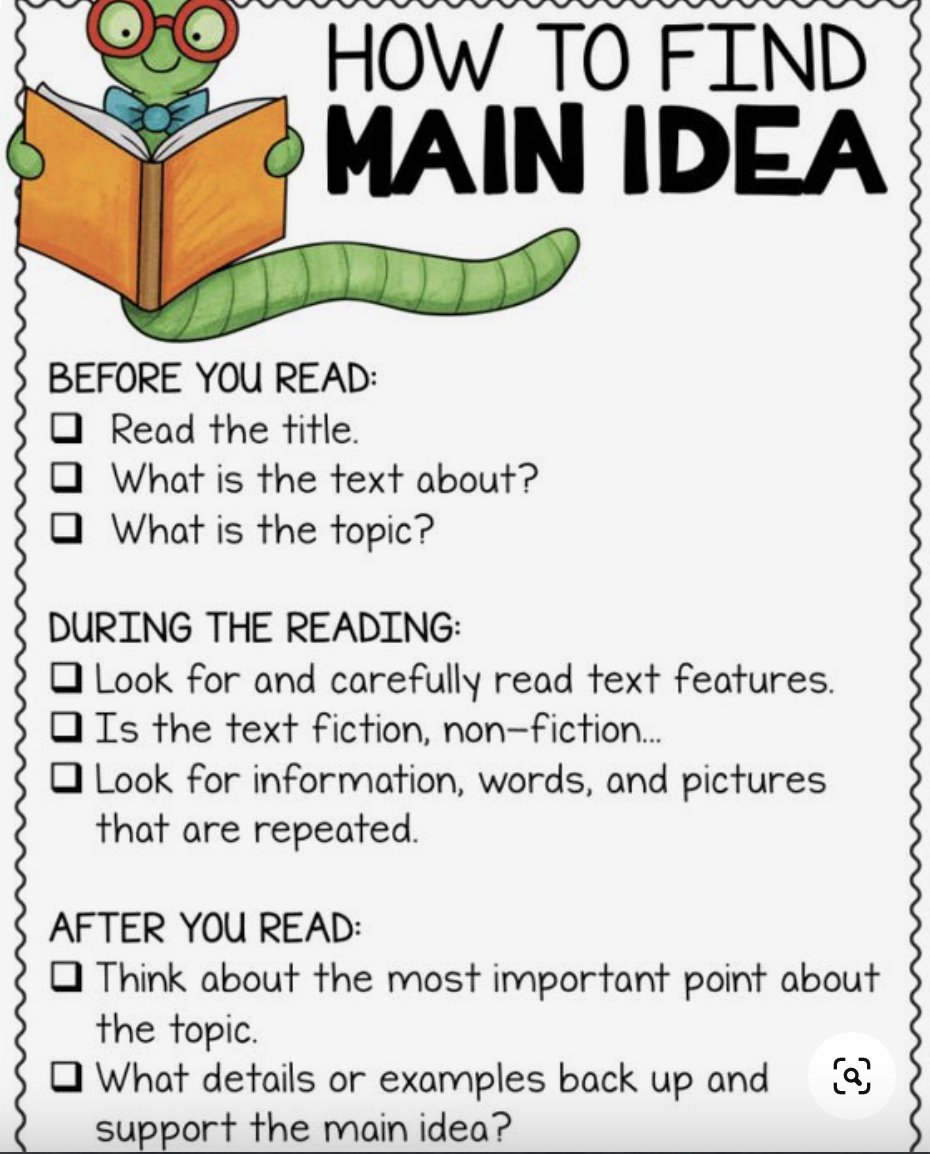mlle_boucher's tweet photo. During my placement, students were learning how to find the main idea in short stories. Having a checklist for students to follow before, during &amp; after reading would be very beneficial to help find the main idea of a text. @PJLanguageArts https://t.co/M6WL5pWJef