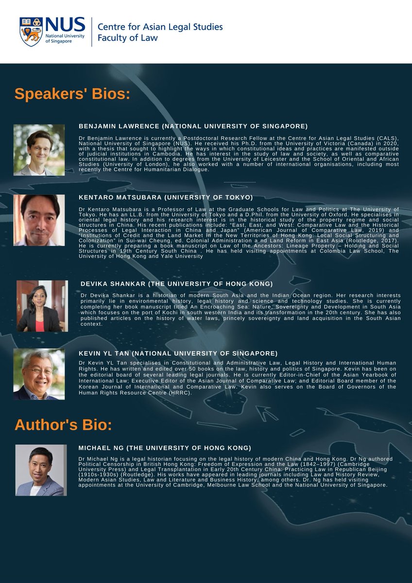 CALS_NUS's tweet photo. [CALS] Virtual Roundtable "Political Censorship in British Hong Kong" 22 Feb 2023, 3.00pm-4.30pm (SGT)
Register here (Zoom): https://t.co/Kz9TaGpzFH
Get the book: https://t.co/uRBcUBFduB (Discount Code: PCBHK2022)

#calsnus #politicalcensorship #BritishHongKong #virtualroundtable https://t.co/fi6cio8KT5