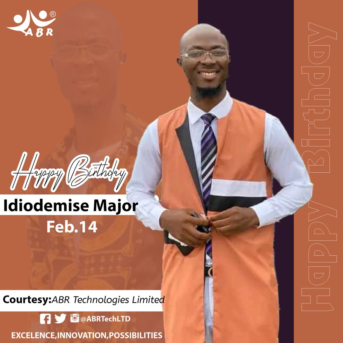 ABRTechLTD's tweet photo. Happy Birthday Mr. Major...
#TeamABR celebrate with you on this special day.
Enjoy a Prosperous and fulfilling year.
Cheers
#Birthday
#ABRTechnologies https://t.co/t2Q1cPxsbf