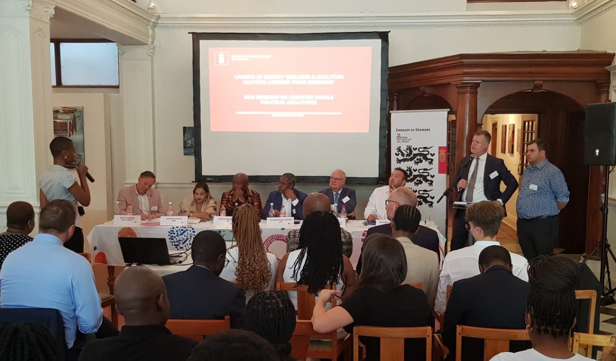 InclSocietyInst's tweet photo. ISI attends seminar on creating stable political coalitions. Hosted by the Embassy of Denmark. Cape Town, 13 February 2023. Workable coalitions need to be founded on trust and generosity.
#InclusiveSocietyInstitute #EmbassyofDenmark #politicalcoalitions https://t.co/W83VIXyQAs