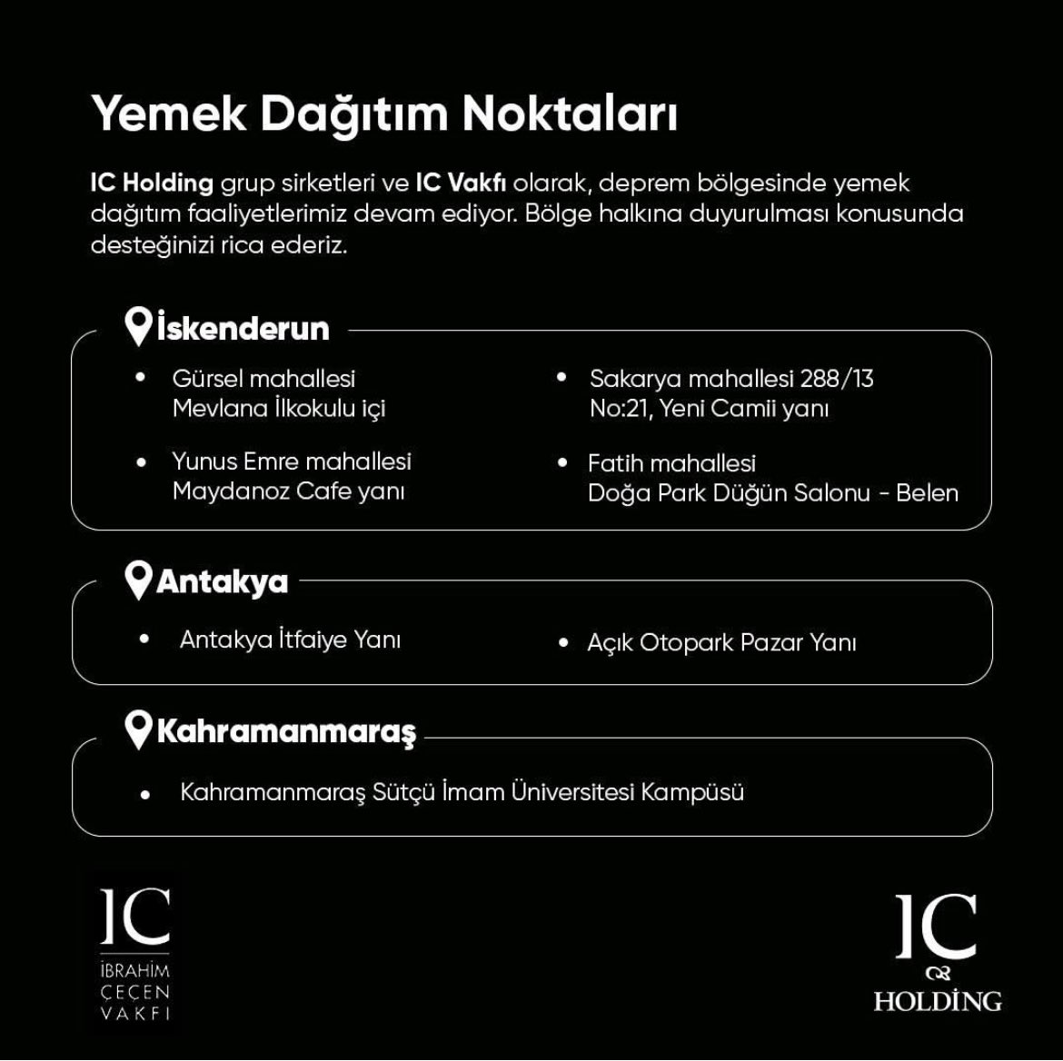 IC Vakfı yemek dağıtım noktaları!
#iskenderun #Antakya #kahramamaras