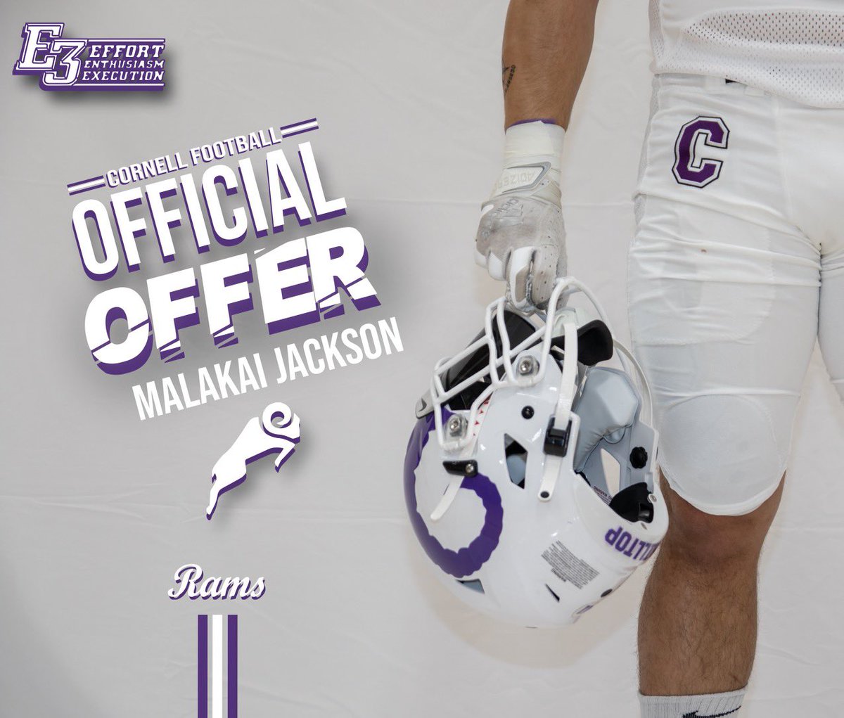 Malakaij0's tweet photo. #AGTG I am honored and greatly thankful to say that I’ve received my first official offer from @CornellRamsFB Thank you coach @CoachJuscik and the Ram program for giving me a shot!! @CoachJWhisenhun @CoachAJSheppard https://t.co/Aspad7VNKW