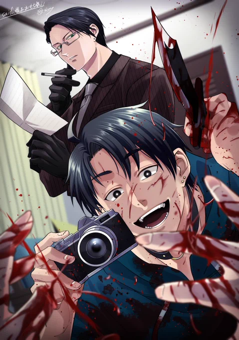 創作殺人鬼コンビさんの殺され目線リクエストありがとうございました!遺書書かされた挙句にハイチーズで殺されるの結構最悪なコンボでめちゃ最高ですあ～～～～……いずれ相方を殺したいと思ってるやつ、萌え～～～～～…… 