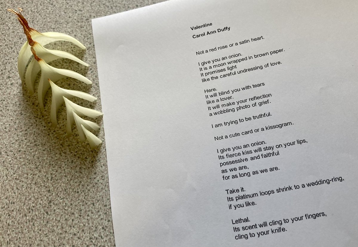 cslcardiffeng's tweet photo. When is a poem about an onion not a poem about an onion? #ValentinesDay #poetrylovers https://t.co/rMVpu9UPrI