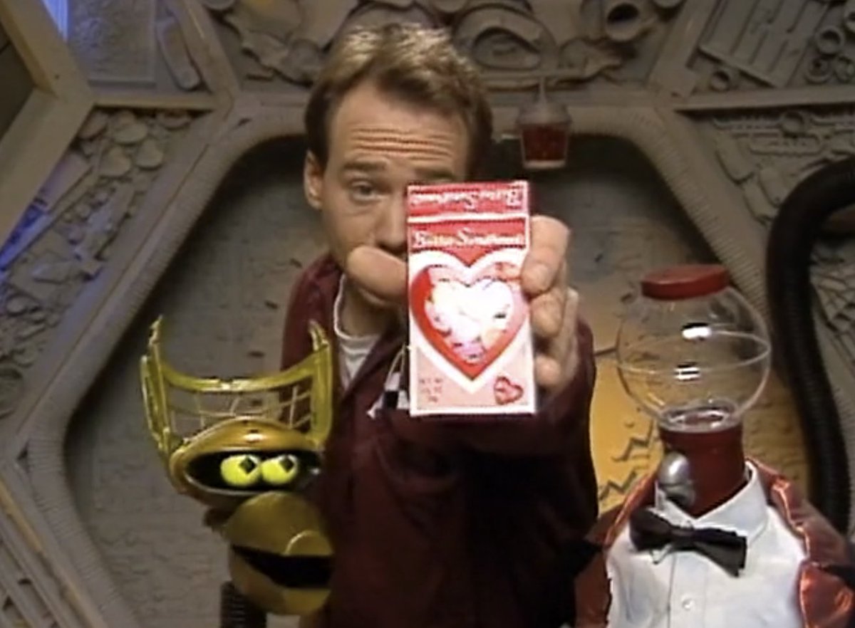 AnnotatedMST's tweet photo. Happy Valentine's Day, MSTies.
Classic MST3K Invention Exchange.
Bitter Sweethearts: "tasty, easy-to-chew antacids"
#getout
#owieowieowie
#stillmad
#myneeds
#biteme
#dropem
#Imtested
#thathair
#cantleavethecounty
#thisweirdface
#youlldo
#likeabrother
#HappyValentinesDay https://t.co/n0QVbq5p70