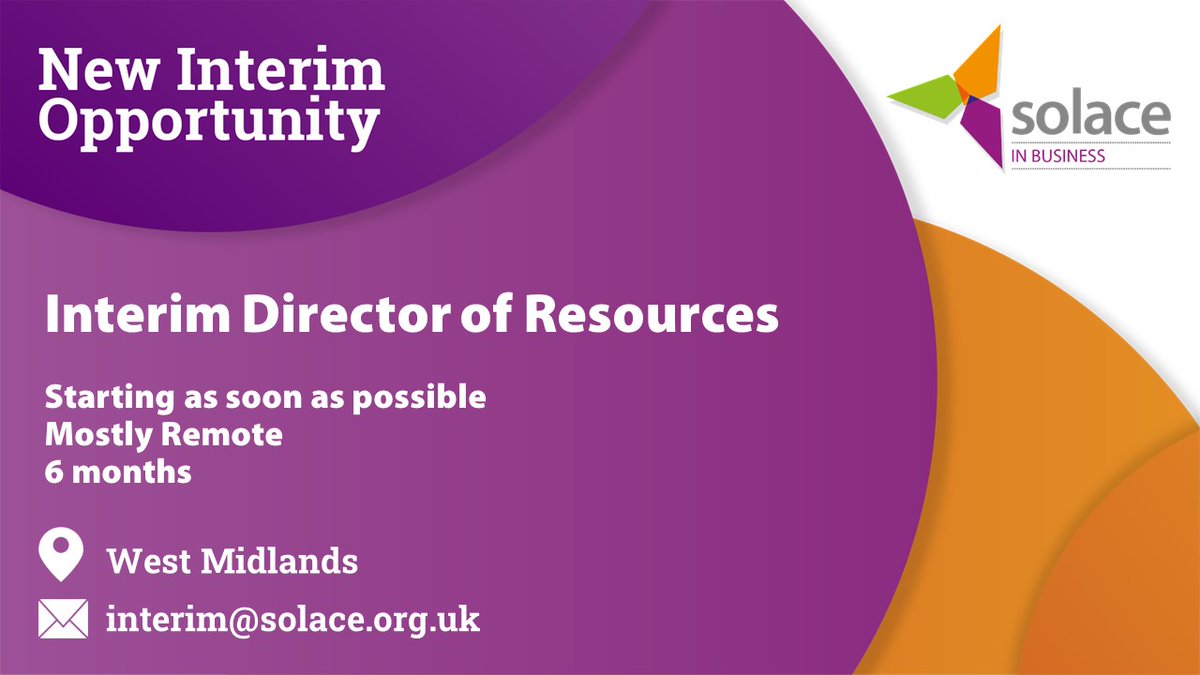ClaireCleaver3's tweet photo. We are looking for an interim Director of Resources for our Local Authority client in the West Midlands.

If you would be interested in receiving further information, please contact: interim@solace.org.uk

#localgov #interim #DirectorOfResources https://t.co/kwbLqtYmwT