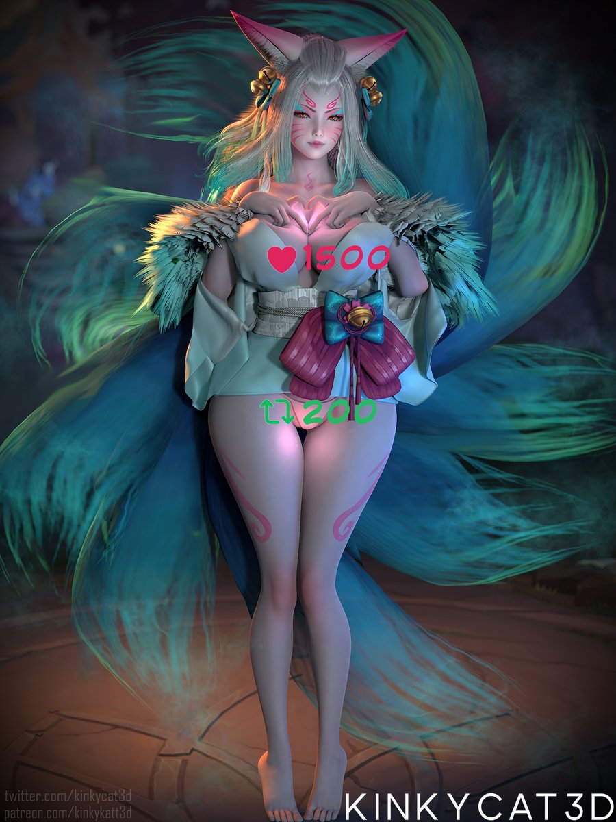 kinkycat3d's tweet photo. AHRI SPIRIT BLOSSOM💕

🌐1080p: https://t.co/WhJN1w9ICO

⬇️HIGH RES + NUDE VER⬇️
🌐4K: https://t.co/kQQ1xLLJlE
🌐8K: https://t.co/RGquhUssNW

How about a strip game for Valentine?🤪
Free nude version if the goal in 3rd pic is fulfiled

Enjoy &amp; Happy #Valentine 🥰

#ValentinesDay https://t.co/gkueQXDmRB