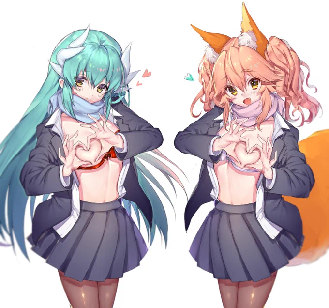 【Fate】JKきよひーちゃん、玉藻ちゃんHappy valentine#Fate#玉藻の前 #清姫 