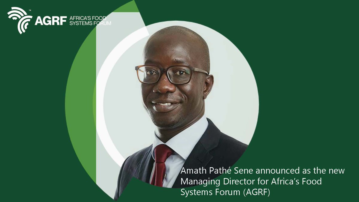 TheAGRF's tweet photo. We are pleased to announce @amath_sene as our new Managing Director. 

As MD, Pathé will be responsible for driving AGRF’s strategic growth and running the day-to-day business of its Secretariat as an independent, pan-African, and multi-partner forum. 

https://t.co/hkaSYF4dYP https://t.co/QG9i58Nw3o