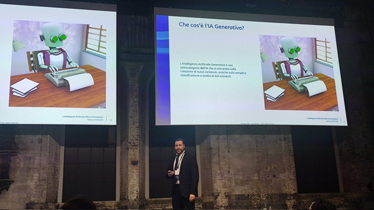 Noovle_SpA's tweet photo. Prosegue il #workshop tecnico con Dario Pensa che ci parla di #AIgenerativa: casi d'uso ed esempi reali di #IntelligenzaArtificiale che genera nuovi contenuti grazie a #MachineLearning e #DeepLearning partendo da un input dell'utente.

#OltreLeConnessioni #LaForzaDelleConnessioni https://t.co/13JmwX0Ec3