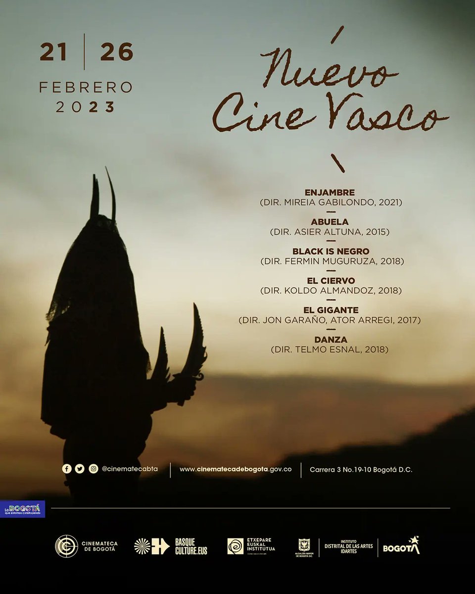 CinematecaBta's tweet photo. ¡Atención! 🤩

A la #CinematecaDeBogotá llaga el Ciclo de Nuevo Cine Vasco, con la función de seis películas que podrás ver a partir del 21 y hasta el 28 de febrero en nuestra #SalaCapital, #Sala2 y #Sala3. 🎬✨

Consigue tus entradas aquí 👉 https://t.co/B3TWcXh129 https://t.co/0Uc6DKzgnV