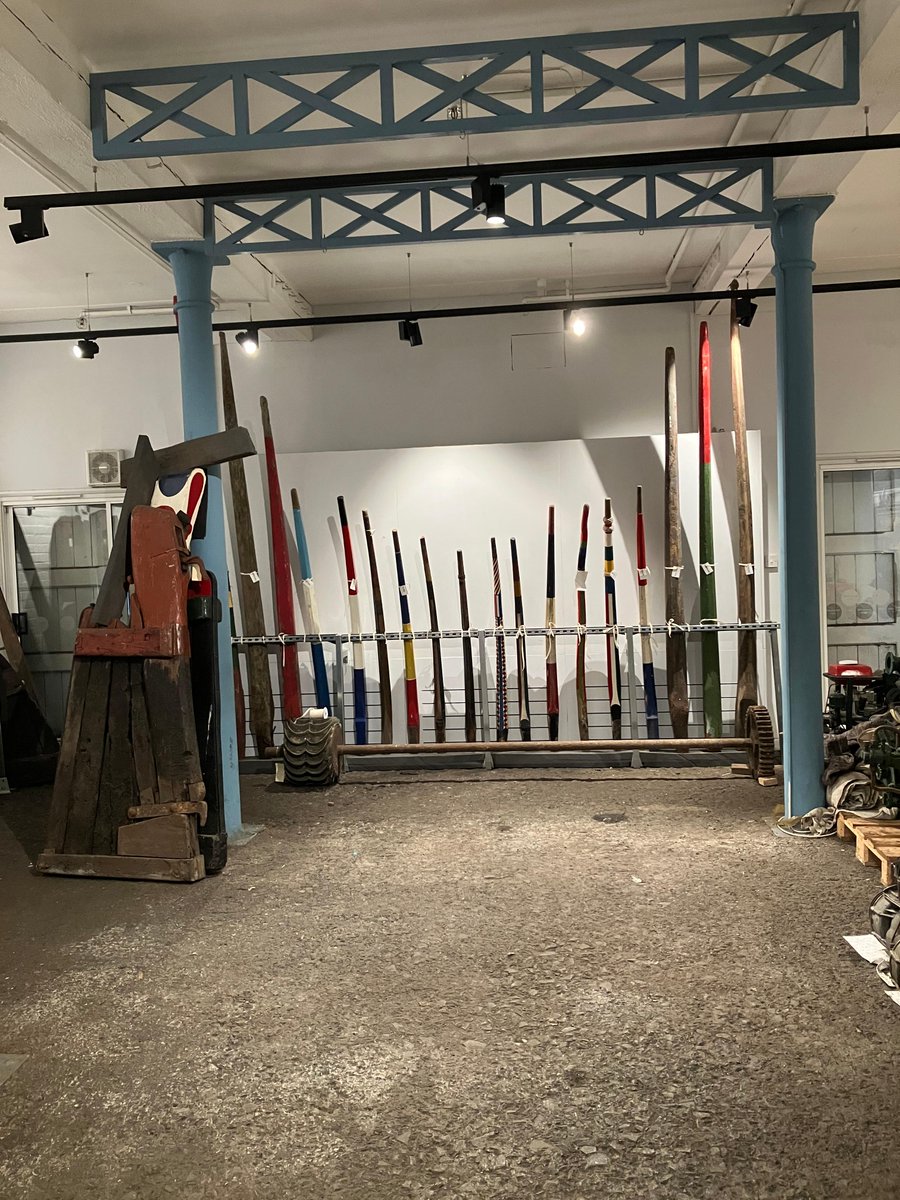 NWMuseum's tweet photo. Last week the collections team designed a way to display a variety of tiller arms for the open store. The tallest tiller arm is about 3.5 meters tall and has only just fitted into the area!
#NationalWaterwaysMuseum #EllesmerePort #Collections #IslandWarehouse #OpenStore https://t.co/chPp86ccMN