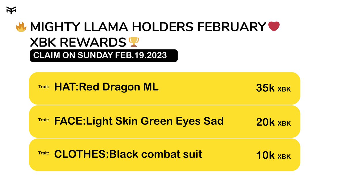 mightyllama_nft's tweet photo. GM @mightyllama_nft holders! Don't forget to claim your weekly XBK rewards and enjoy exclusive savings on the Mighty llama 3D avatar NFT. 🚨🦙💰
Remember to spread love, kindness, and positivity today and every day. ❤️
 #NFTCommunity #XBKrewards #MightyLlama https://t.co/J4bOeS8I7w
