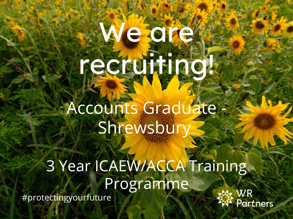 We are recruiting for an Accounts Graduate to join our Shrewsbury Team!
 
If you are a recent graduate with an interest in accountancy, get in touch at hr@wrpartners.co.uk or visit our website wrpartners.co.uk/join-us 

#accountancy #apprenticeship #graduates