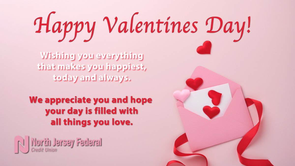 NJFCU's tweet photo. Happy Valentines Day from North Jersey FCU! 💘 We wish you lots of love &amp; happiness today ❤️💘💕💓❤️ #ValentinesDay #love #appreciationpost #love #membership #njfcu #creditunion https://t.co/RKXdqRcWvd