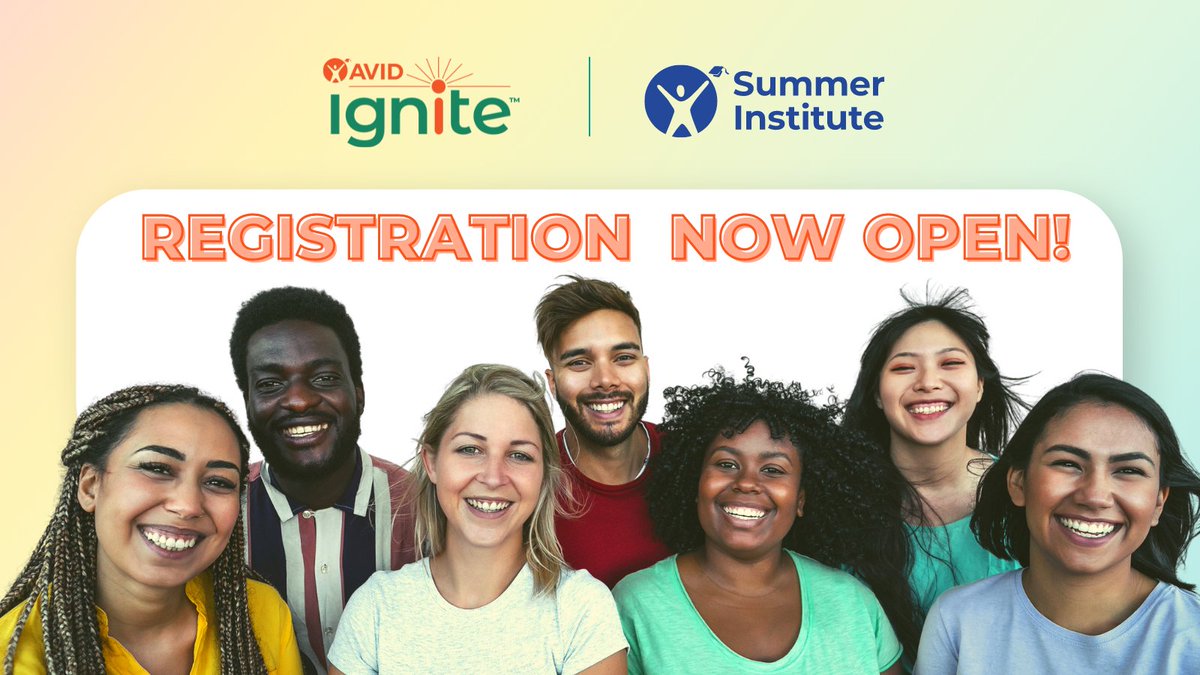 AVID4College's tweet photo. Join us for an incredible summer of learning, connection, and joy. Registration for 2023 AVID Summer PL is now open! https://t.co/kY7z8H2PSx

#AVIDIgnite #AVIDSI2023 #education https://t.co/7guAMiE9ru