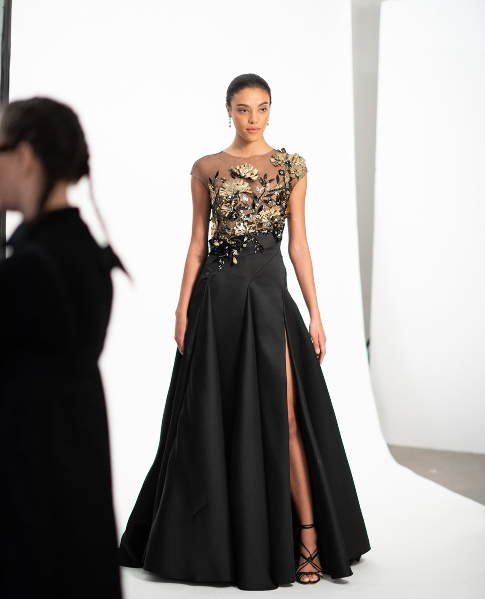 From Pre-Fall 2023 Marchesa, BTS in the Embellished Illusion Tulle Duchess Satin Ballgown.