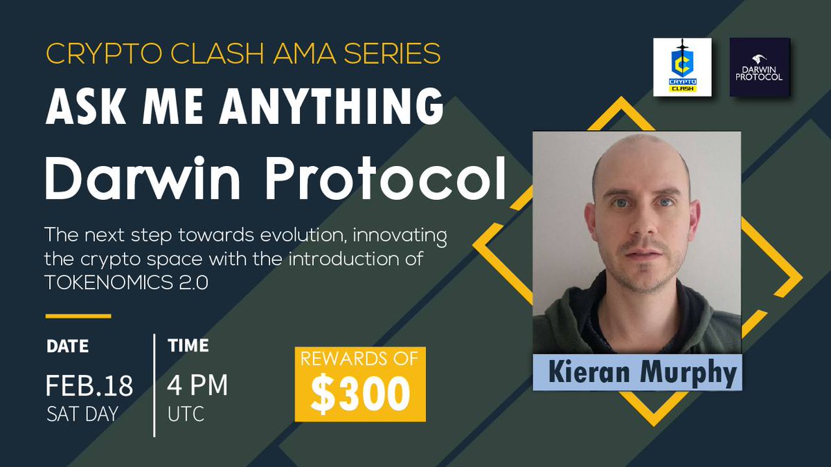Hello Clasher's, 👋
We're pleased to announce our next  #TwitterSpaceAMA with Darwin Protocol 18th February, 4 PM UTC!

〽️Make Sure To Follow <a href="/Darwin_Protocol/">Darwin Protocol</a>
💰Rewards : 300 $DARWIN 
🏠 Space : x.com/i/spaces/1lPKq…

Mark the date on your calendar, See you there!! &amp; RT This.