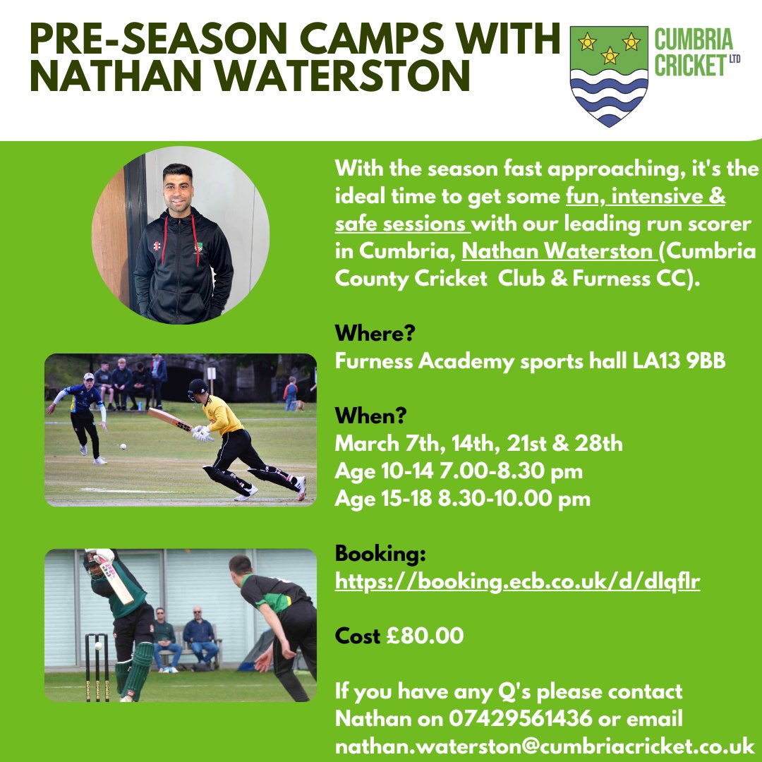 Don't miss our Pre-Season Camps with <a href="/nathanwaterston/">nathanwaterston</a> in March! 

Book your place here ⬇

booking.ecb.co.uk/d/dlqflr