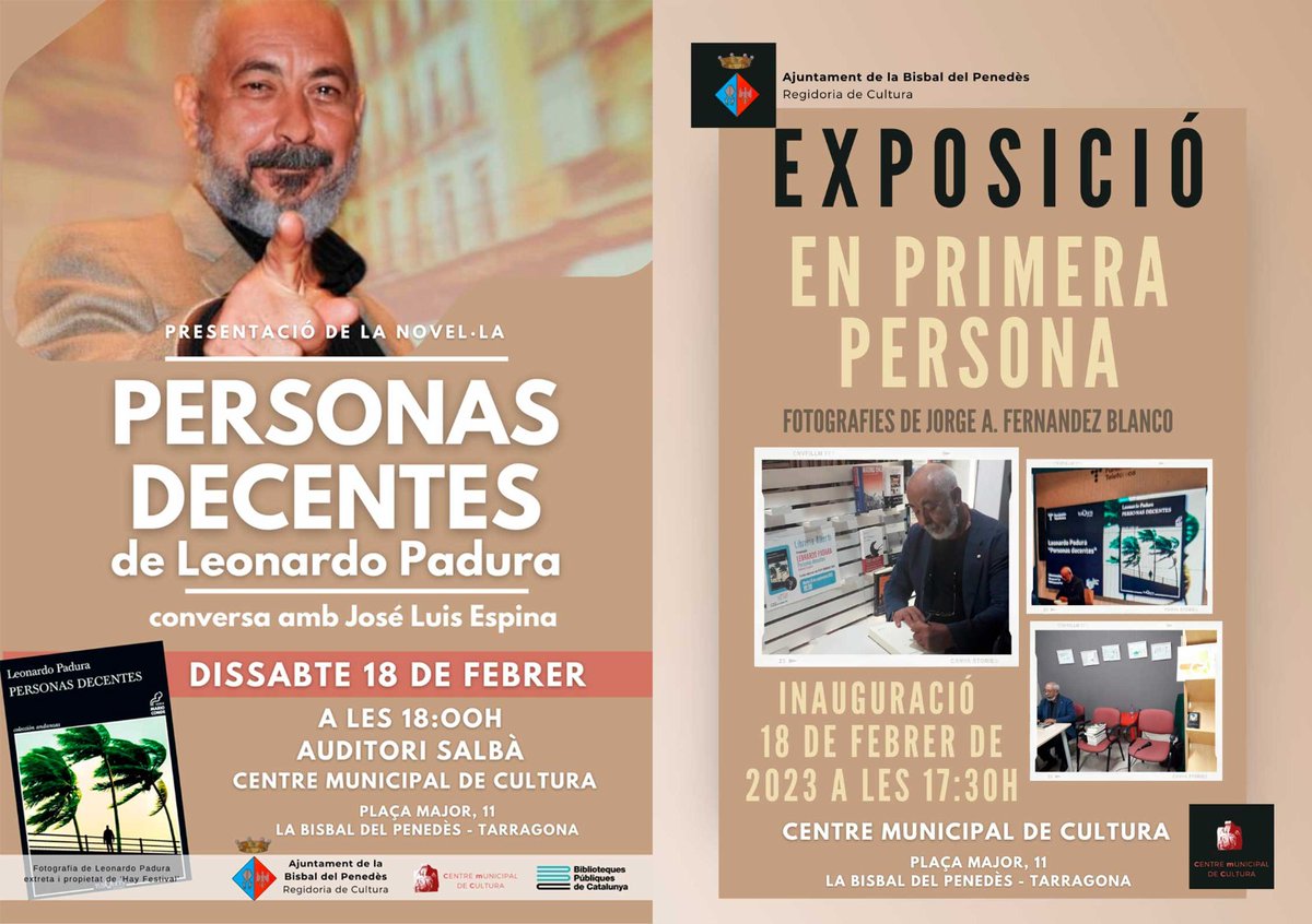 LLIBRERIAM's tweet photo. Aques dissabte 18 , Leonardo Padura visita la Bisbal per presentar el seu darrer llibre PERSONAS DECENTES. No us ho perdeu. ! https://t.co/iGt18qV3E7
