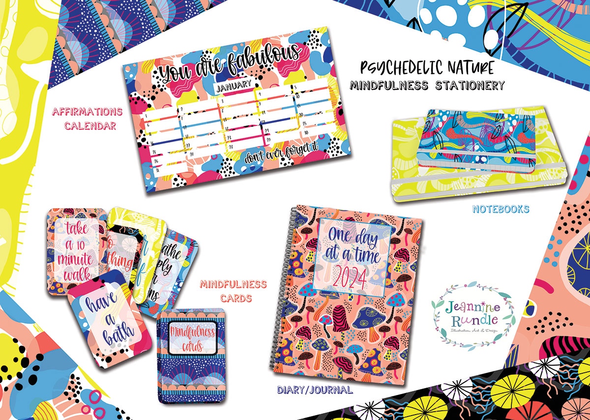 RundleJeannine's tweet photo. Psychedelic Nature range inspired by @makeitindesign live hub challenge
Surface patterns available for licensing

#miid #porterandbrawn #psychedelicnature #mindfullness #stationery #surfacepatterndesign #surfacespattern #funghi #mushroompattern #licensing #stationerydesigns https://t.co/gZKT71TpyN