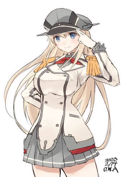 演習作戦と聞いて我慢できずに駆け付けたビスマルク#艦これ版深夜の真剣お絵描き60分一本勝負#艦これ版真剣お絵描き60分一本勝負_20230214 
