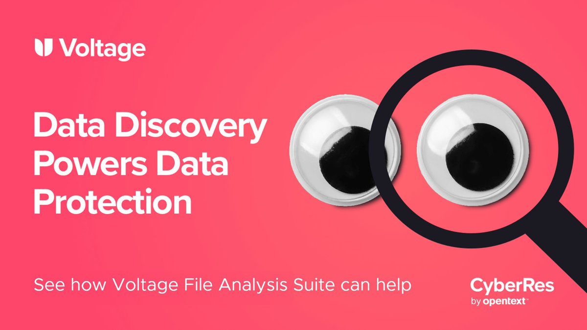 PrivacyReggie's tweet photo. Voltage File Analysis Suite helps customers analyze, manage, and secure their most sensitive data. 

👉 See how in this new white paper from @MicroFocusSec by @OpenText: 

#DataProtection #DataPrivacy #CyberResilience #MyCompany https://t.co/CyQnHcVCQQ https://t.co/5PQZHYd75P