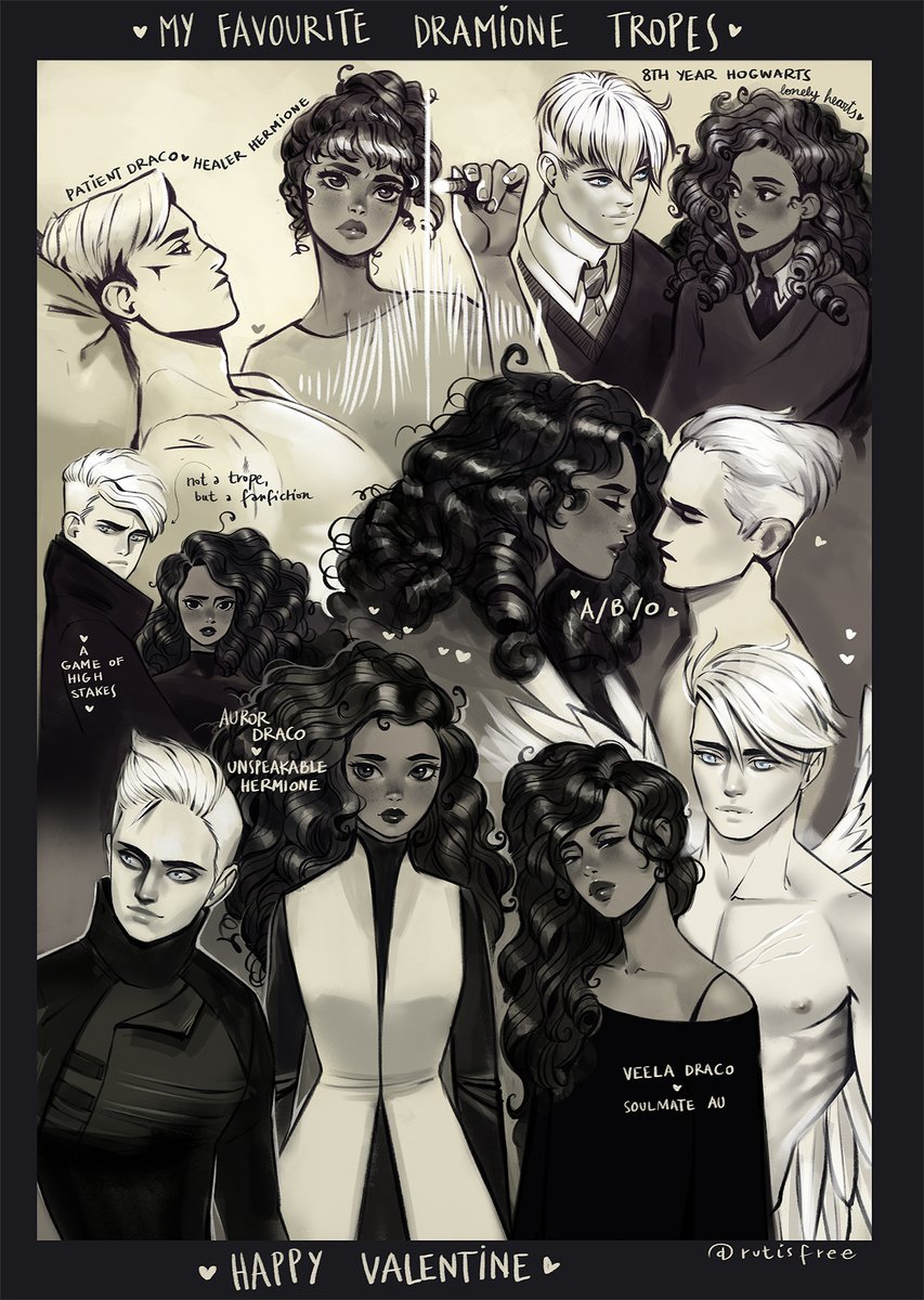 rutisfree's tweet photo. ❤️✨My favourite Dramione tropes, and one fanfic ^_^😍❤️#HappyValentinesDay #dramione #DracoMalfoy #HermioneGranger #dracoxhermione https://t.co/tTim9RDKcl