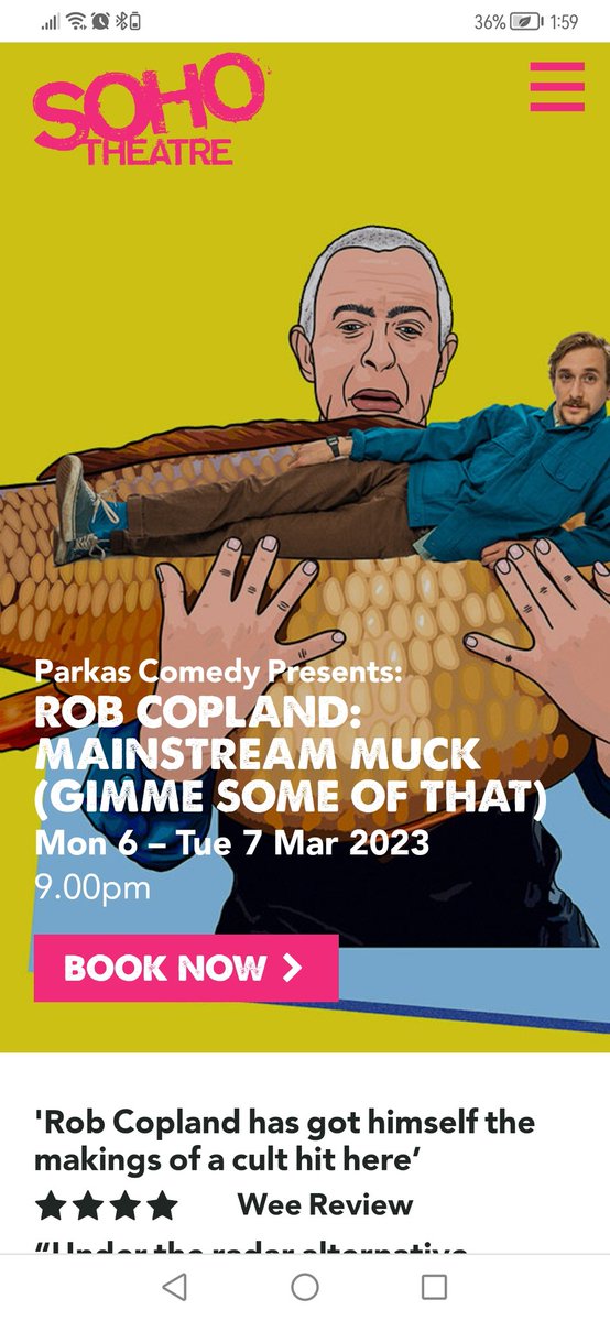 Rob Copland (@robertdcopland) on Twitter photo MAINSTREAM MUCK (gimme some of that) is coming to the <a href="/sohotheatre/">Soho Theatre</a>
2 nights only! 6th/7th March.
Please help spread the word with a RT or by Reccomeneding it to a friend.
\m/ MAINSTREAM MUCK (gimme some of that) is coming to the <a href="/sohotheatre/">Soho Theatre</a>
2 nights only! 6th/7th March.
Please help spread the word with a RT or by Reccomeneding it to a friend.
\m/
