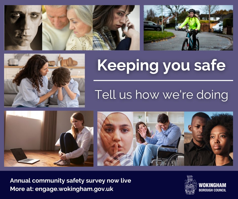 We’ve launched our annual community safety survey

We want to hear your thoughts about how safe you feel living in Wokingham borough

Please share any issues or concerns you may have about crime or anti-social behaviour via our survey.

Find out more 👉news.wokingham.gov.uk/news/have-your…