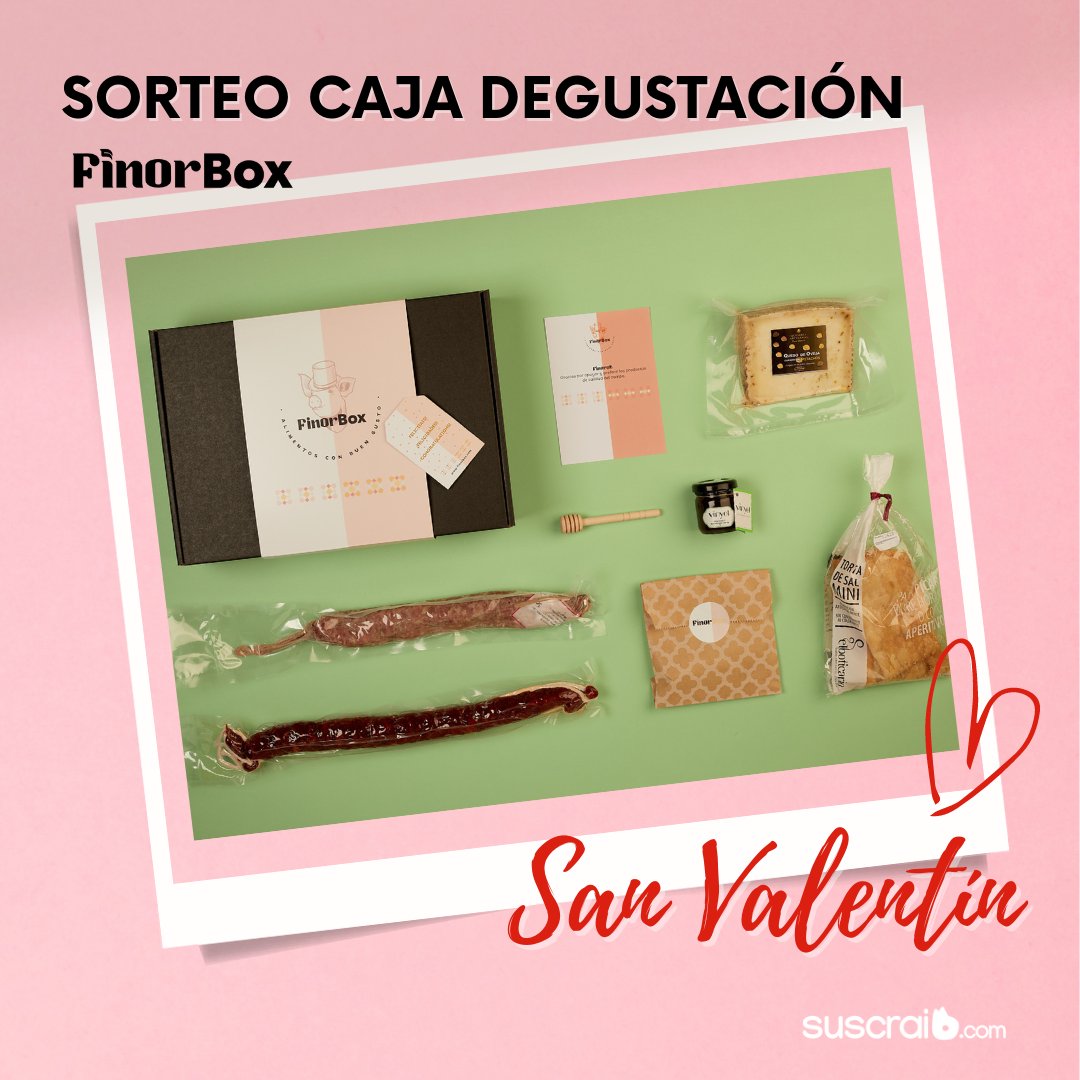 Este #SanValentín, participa en nuestro #sorteo de Instagram y consigue una caja de productos gourmet artesanales <a href="/FinorBox/">Box gourmet productos artesanales naturales km0</a> para regalar a quien tú quieras ❤️

Accede aquí para participar 👇
instagram.com/suscraib/

#14DeFebrero